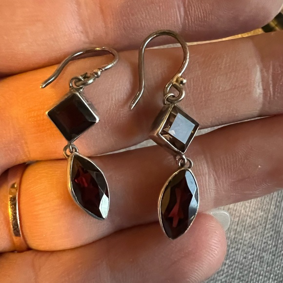 Vintage Sterling Silver and Red and Yellow Crystal Earrings